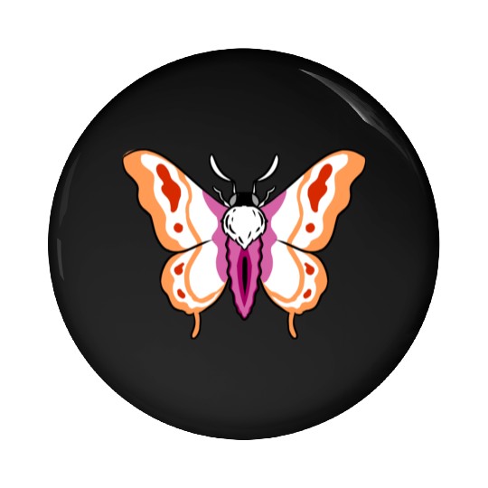 Lesbian Moth Orange Pink Lesbian Pride Pin Buttons