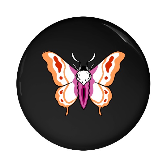 Lesbian Moth Orange Pink Lesbian Pride Pin Buttons