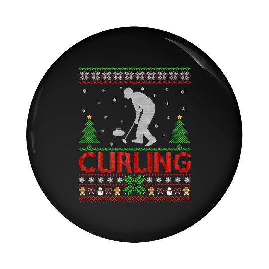 Curling Sports Lover Santa Ugly Curling Christmas Pin Buttons