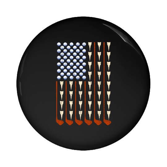 Retro American Flag Golf Funny Golfing USA Golfer Pin Buttons