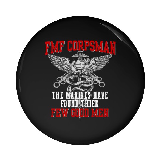 FMF Devil US Navy Corpsman DOC Badass Army Veteran Pin Buttons