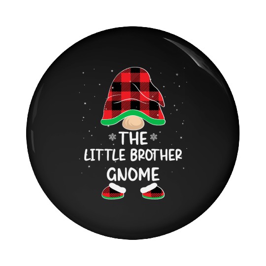 Christmas The Little Brother Gnome Buffalo Plaid Pin Buttons