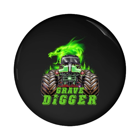 Monster Truck Pin Buttons Grave Green Digger Racing Pin Buttons