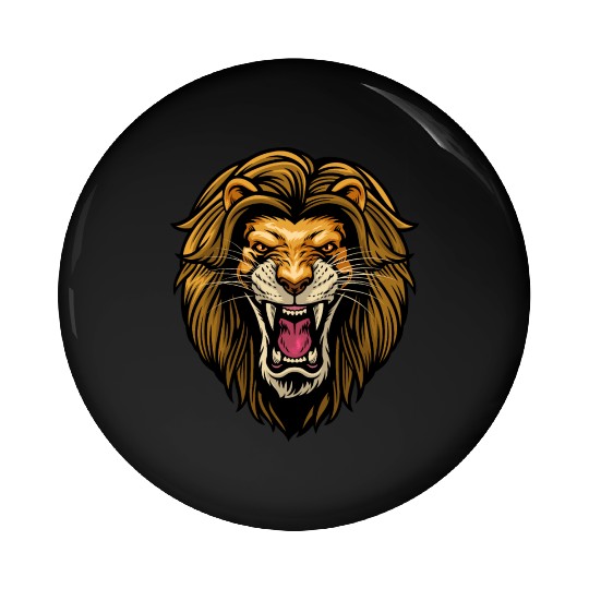 angry lion head Pin Buttons