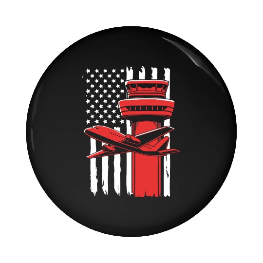 Pilot American Flag Air Traffic Controller Pin Buttons