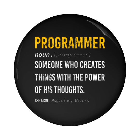 dev programmer funny definition power of thoughts Pin Buttons