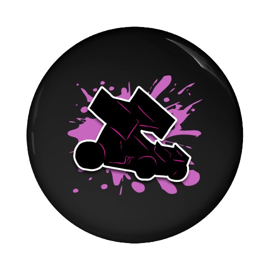 Sprint Car Pink Splat Pin Buttons