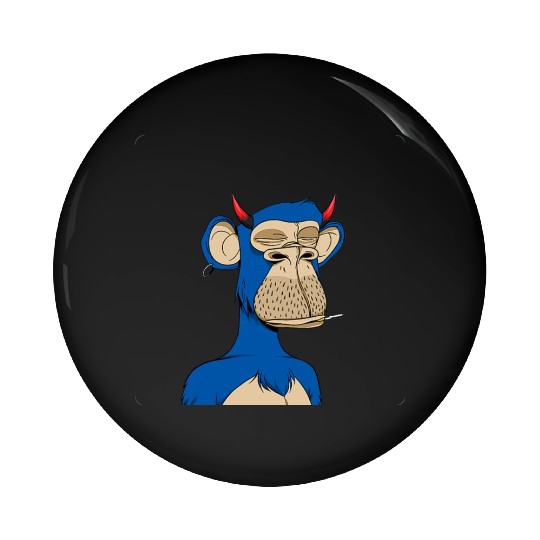 Blue bored monkey Pin Buttons