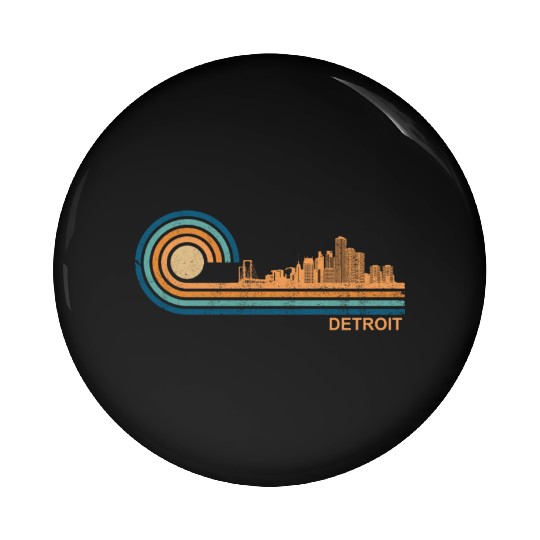 Detroit Skyline Retro Detroit Fan Michigan Detroit Pin Buttons