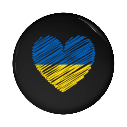 I Stand With Ukraine Ukrainian Heart Flag Pin Buttons