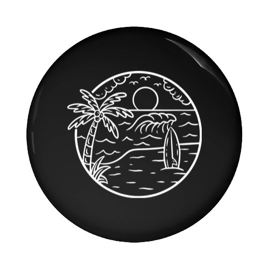 Beach Wave View Sunrise Nature Pin Buttons