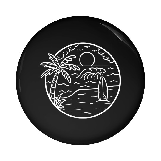 Beach Wave View Sunrise Nature Pin Buttons