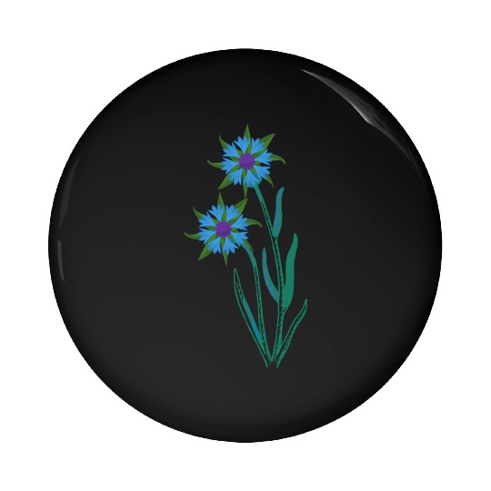 Blue Cornflowers - Floral Artwork With Spring Pin Buttons