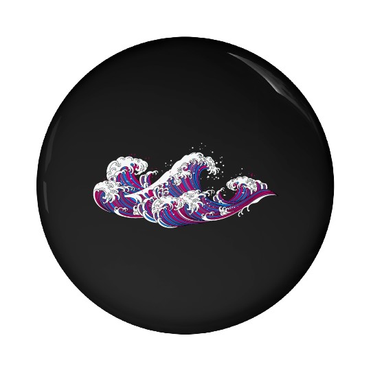 Long Japanese Bi Wave. Bisexual Pride. Pin Buttons