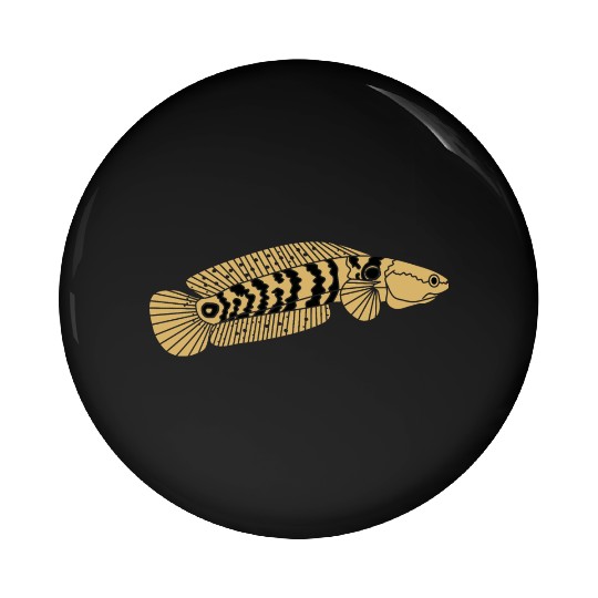black and gold channa snakehead fish illustrations Pin Buttons