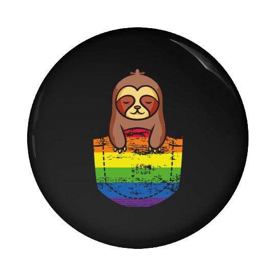 Pocket Sloth LGBTQ Rainbow Flag Pride Month Gay Pin Buttons