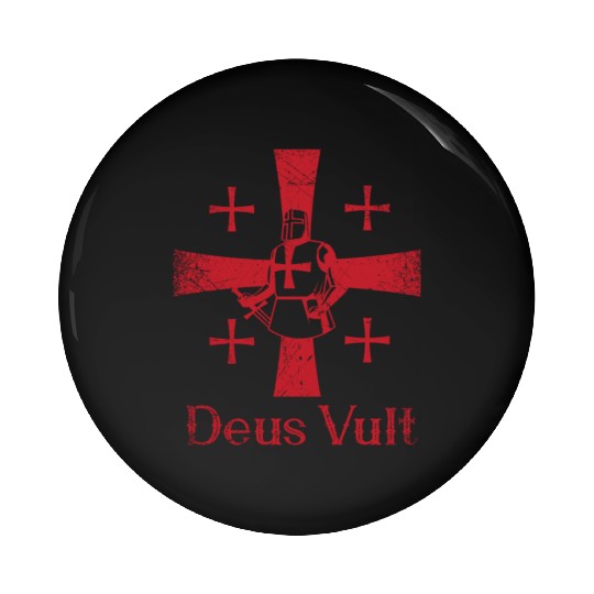 Deus Vult God Wants It Latin Templar Knight Pin Buttons