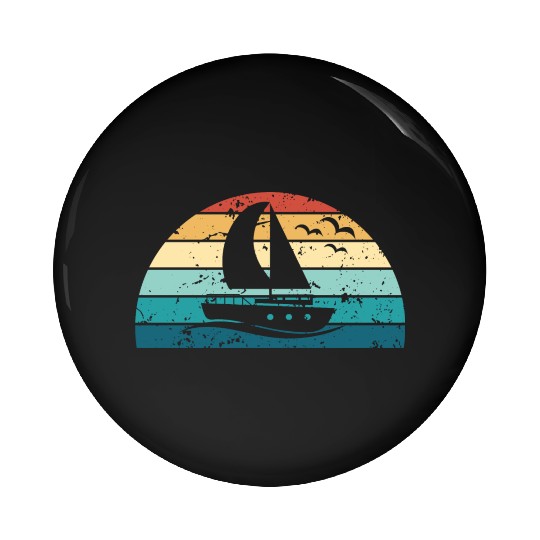 Retro Boating Sunset Vintage boat Sunrise Pin Buttons