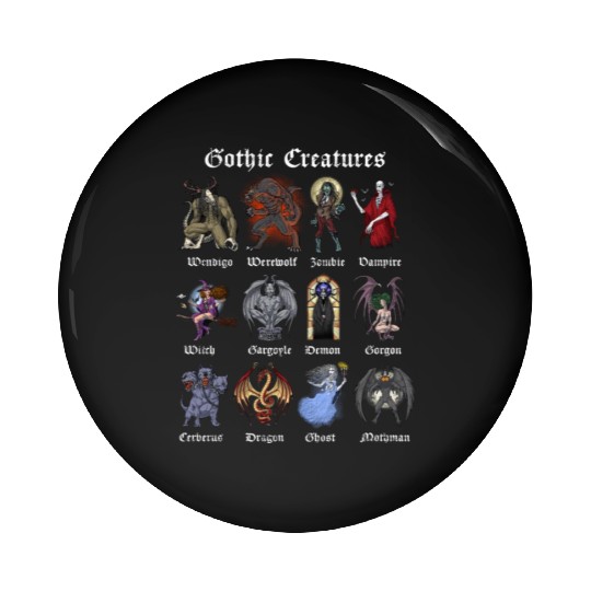 Cryptid Mythical Creatures Pin Buttons