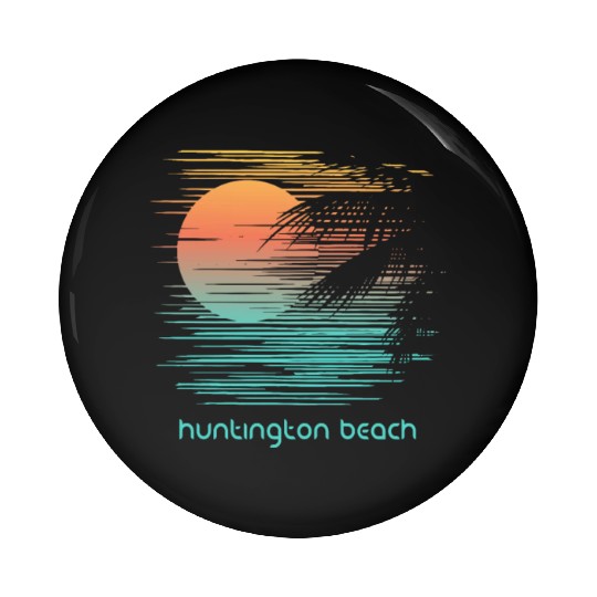 Artistic Huntington Beach California Palm Tree Pin Buttons
