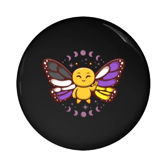 Gender Non-Binary Monarch Butterfly Subtle Pride Pin Buttons
