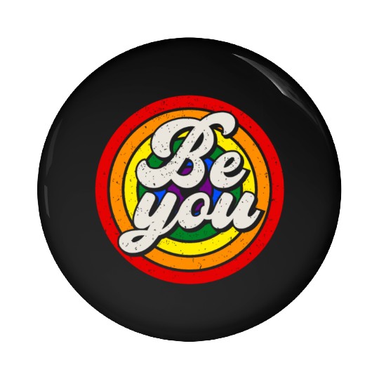 Be You Pride LGBTQ Gay Ally Rainbow Retro Vintage Pin Buttons