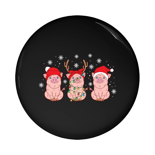 Christmas Funny Cute Pigs Winter Holiday Xmas Pin Buttons