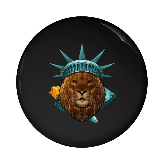 Statue Of Liberty Lion 4th Of July Animal USA Amer Pin Buttons