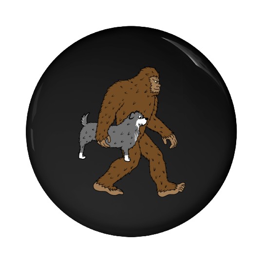 Bigfoot Sasquatch Carrying Schnauzer Pin Buttons