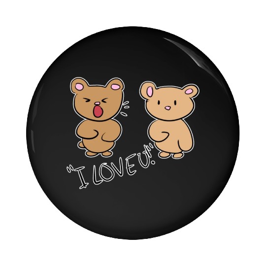 i love you teddy bear couple Pin Buttons