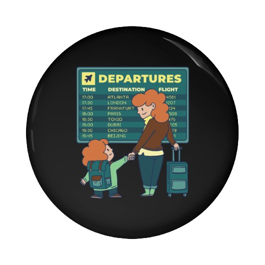 Airport Departures Flight Mom and Son traveling Ai Pin Buttons