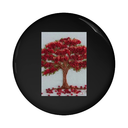 Tree by Embroidery art Pin Buttons