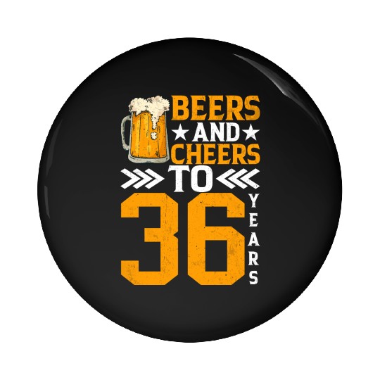 Beers and Cheers to 36 years Frothy Mug of Beer Pin Buttons