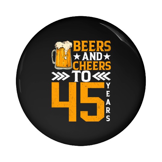 Beers and Cheers to 45 years Frothy Mug of Beer Pin Buttons