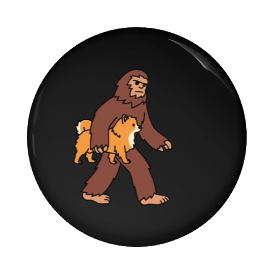 Bigfoot Sasquatch Walking Pomeranian Pin Buttons