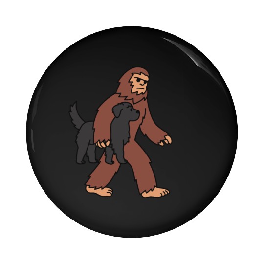 Bigfoot Sasquatch Walking Newfoundland Dog Pin Buttons