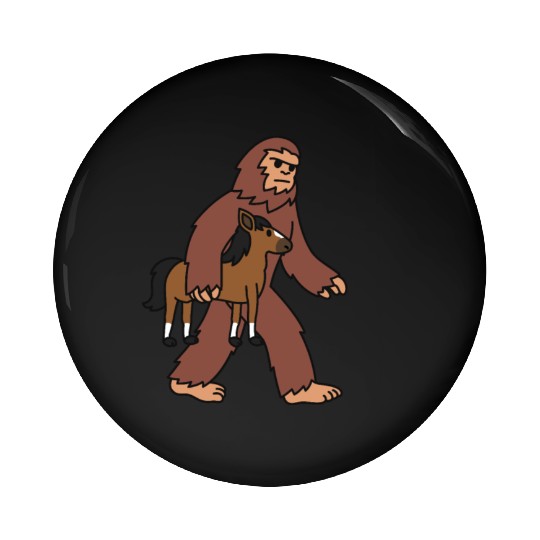 Bigfoot Sasquatch Walking Horse Pin Buttons