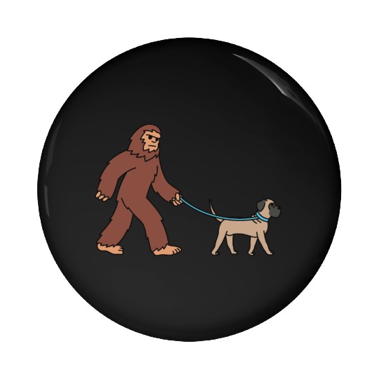 Bigfoot Sasquatch Walking English Mastiff Pin Buttons
