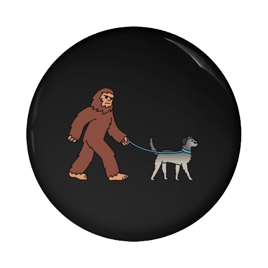 Bigfoot Sasquatch Walking Irish Wolfhound Pin Buttons