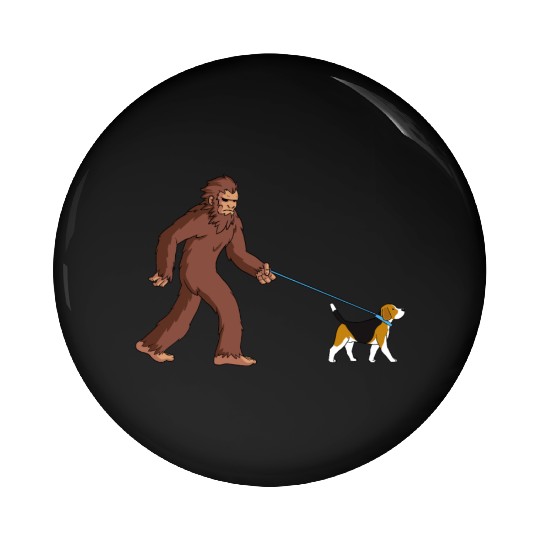 Bigfoot Sasquatch Walking Beagle Pin Buttons