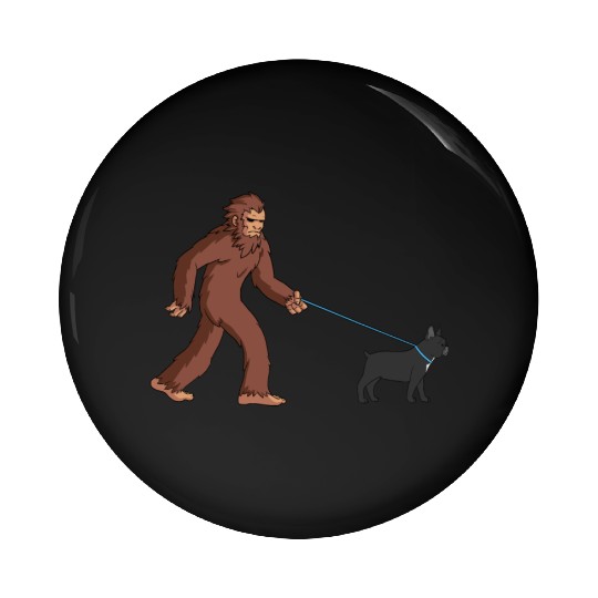 Bigfoot Sasquatch Walking French Bulldog Pin Buttons