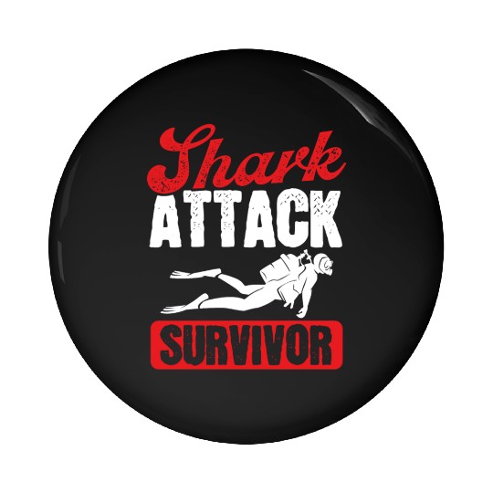Scuba Diving Shark Attack Survivor Scuba Diver Pin Buttons
