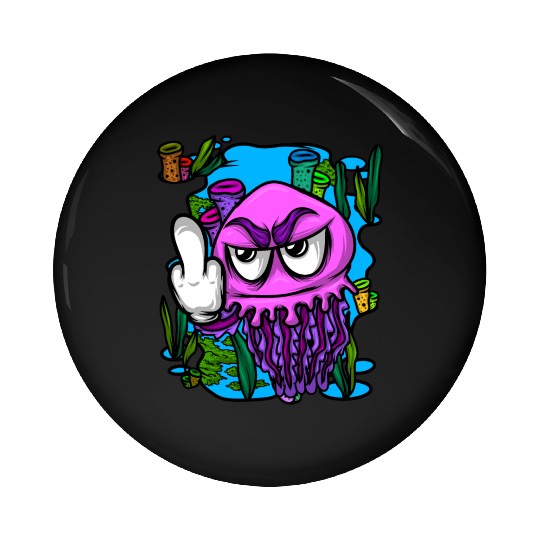 Jelly Fish Middle Finger Jellyfish Pin Buttons
