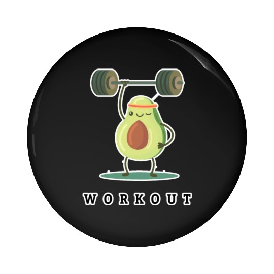 Workout Avocado cartoon Pin Buttons