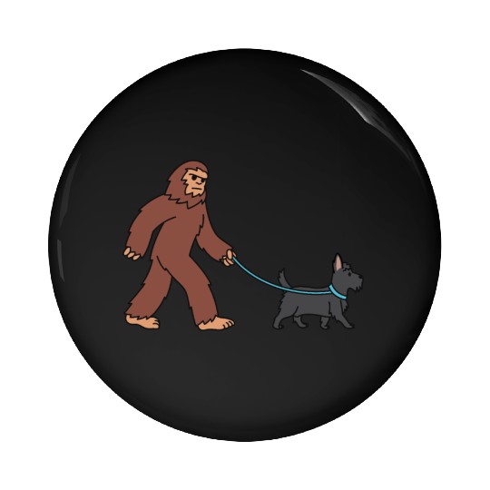 Bigfoot Sasquatch Walking Scottish Terrier Pin Buttons