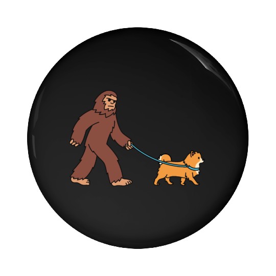 Bigfoot Sasquatch Walking Pomeranian Pin Buttons