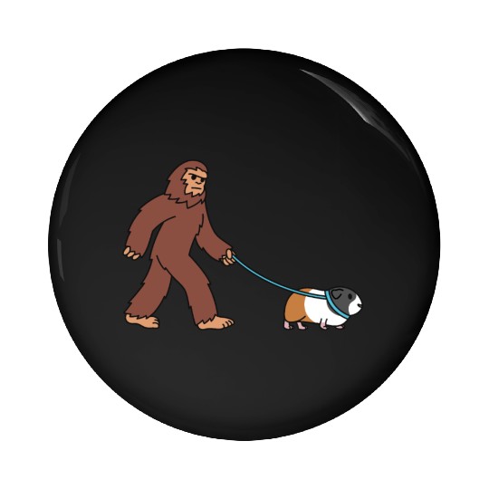 Bigfoot Sasquatch Walking Guinea Pig Pin Buttons
