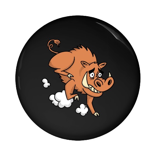 Wild boar animal cartoon running Pin Buttons