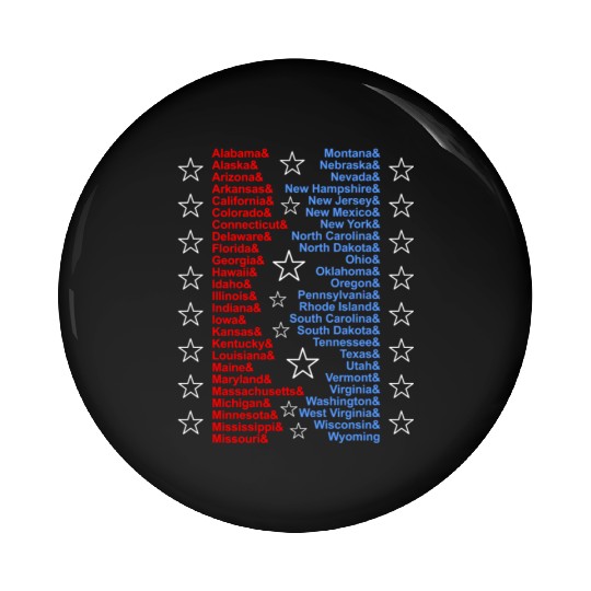 Patriotic Fifty States Red White Blue Pin Buttons