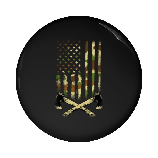 American Camouflage Throwing Axes - US Flag Axe Pin Buttons